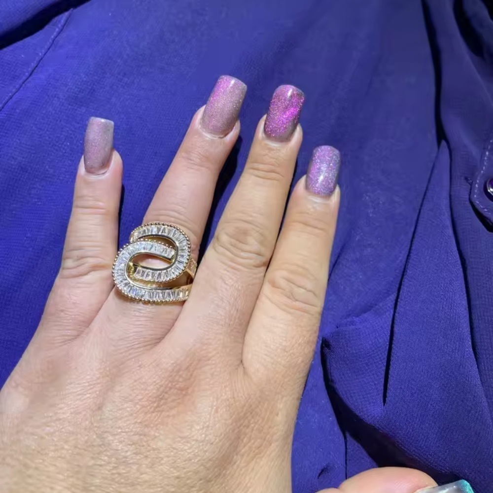 Gold Baguette Crystal Wrap Ring | Elegant Statement - Picture 13 of 14